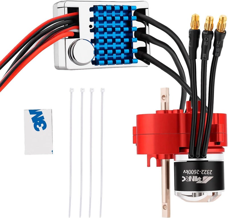 NMNRC Alloy Transmission & 2322 2600kv Brushless Motor & 45A Brushless ESC for MN82 MN99S MN168 MN78 Series Upgrades Part Red - Image 1